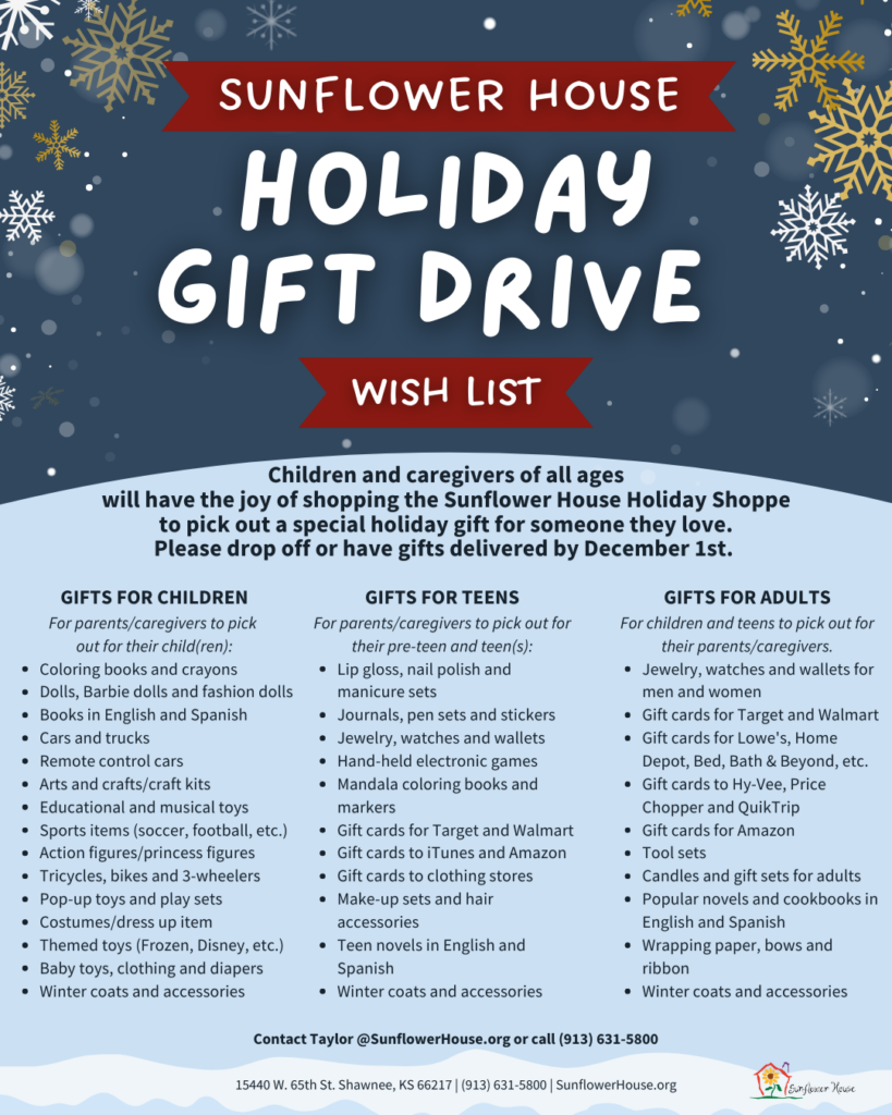Sunflower House Holiday Gift Drive - Sunflower House